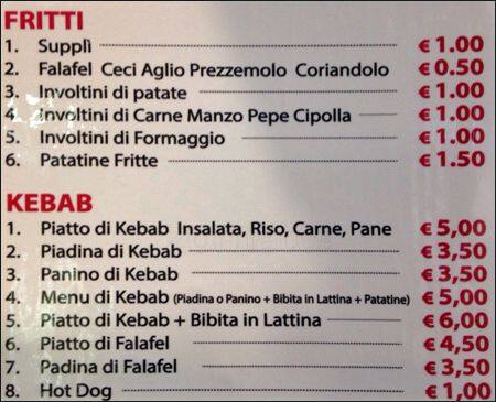 Menu di Pizza Kebab 
