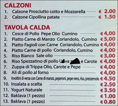 Menu di Pizza Kebab 