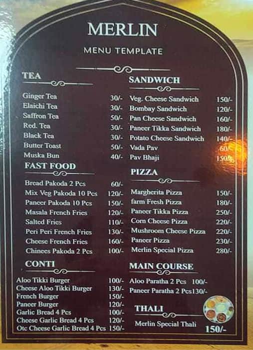 Menu at Merlin Cafe, Jaipur