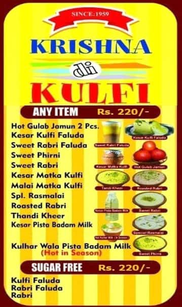 Krishna Di Kulfi menu