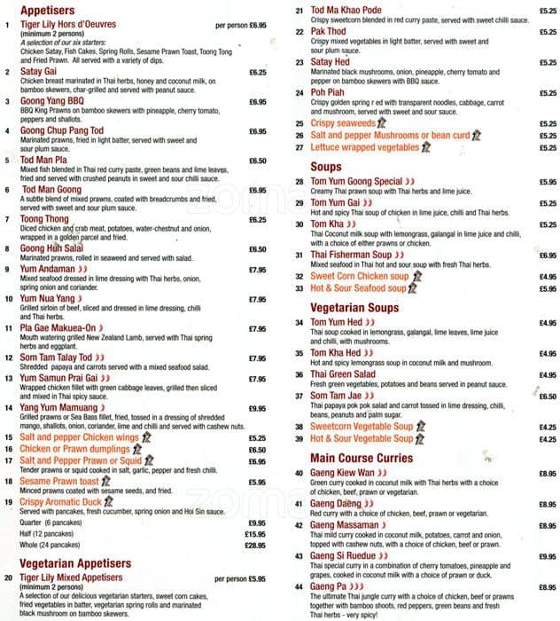 Tiger Lily Menu, Menu for Tiger Lily, Isleworth, London Zomato UK