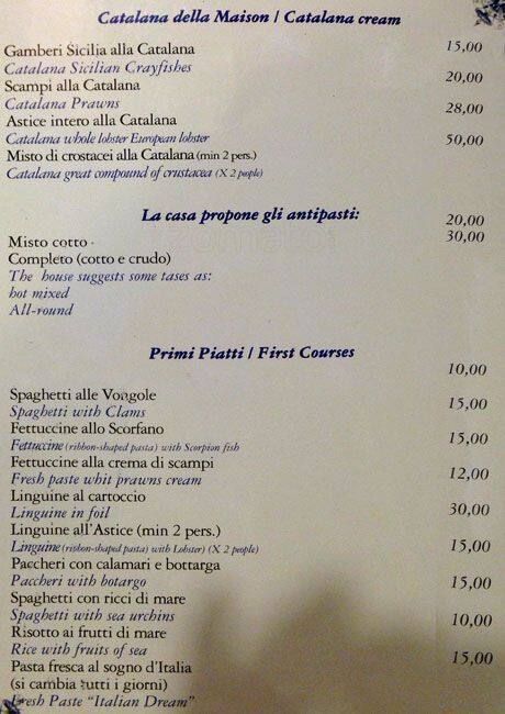 Menu di Acqua e Sale - la Paranza Imperiale 