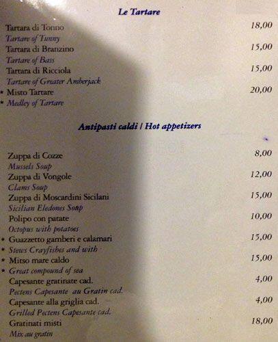 Menu di Acqua e Sale - la Paranza Imperiale 