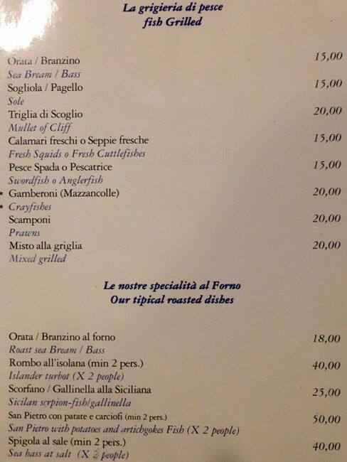 Menu di Acqua e Sale - la Paranza Imperiale 