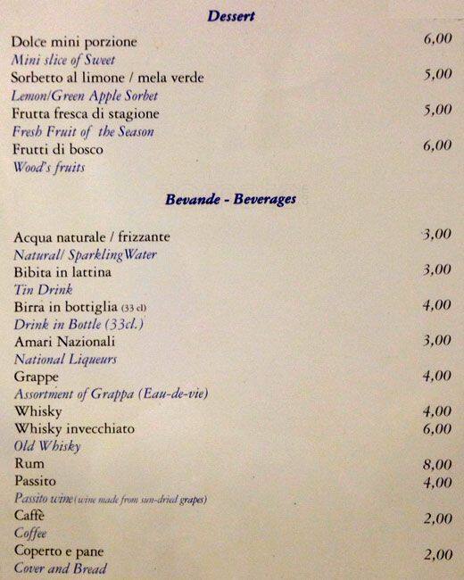 Menu di Acqua e Sale - la Paranza Imperiale 