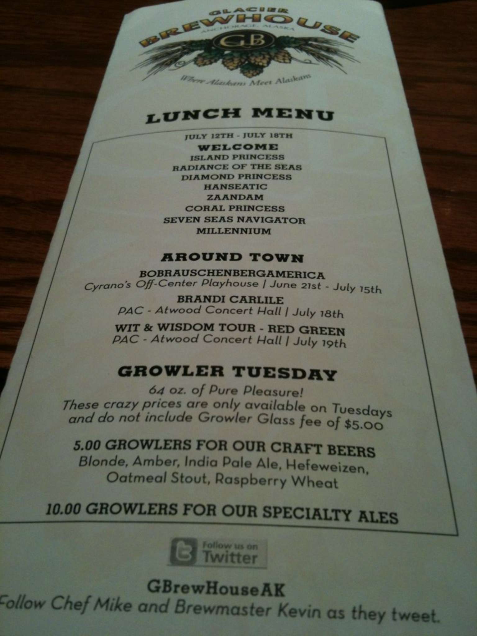 Glacier BrewHouse Menü, Glacier BrewHouse, Downtown, Anchorage için