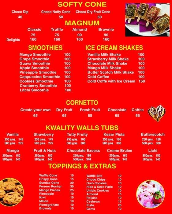 Menu at Kwality Walls, Thane, Shop 45