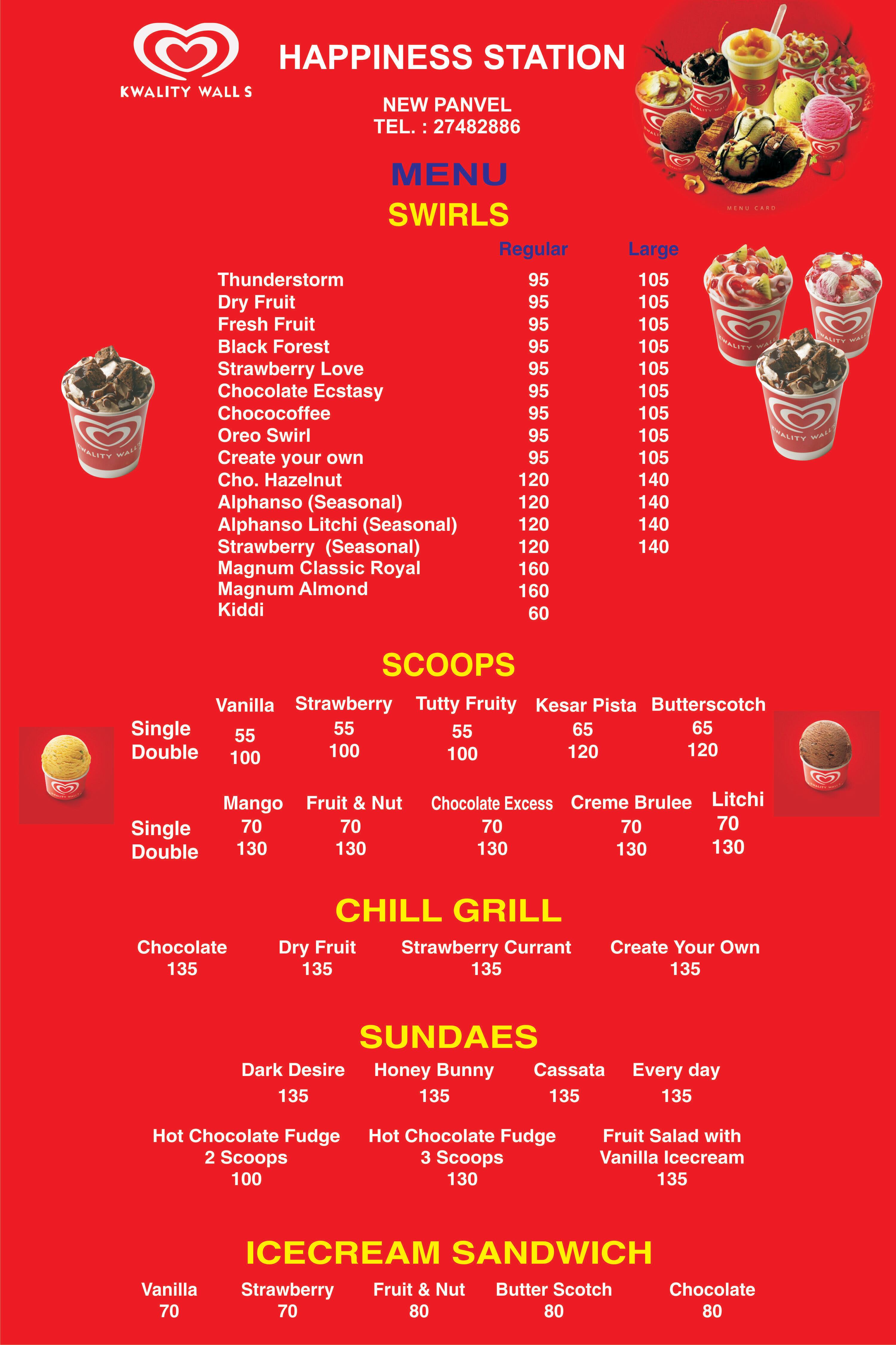 Kwality Wall's Happiness Station Menu Zomato