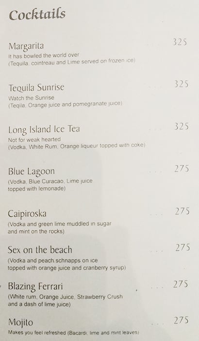Tangerine menu