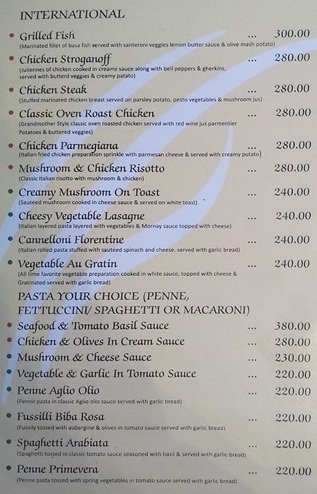 Tangerine menu