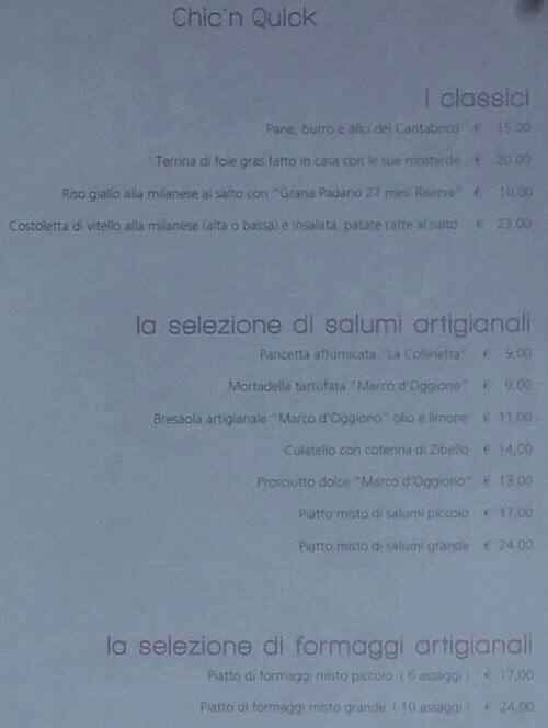 Menu di Chic'n Quick 