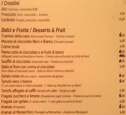 Menu di Ristorante All'arco Di San Calisto 