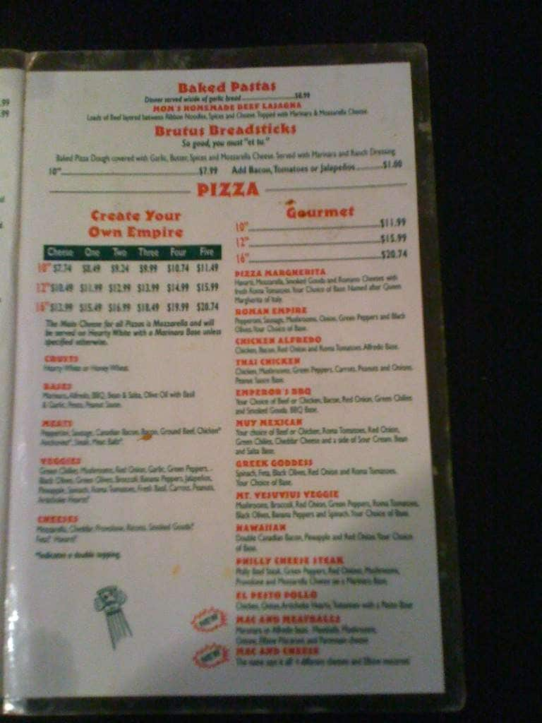 Menu at Romano's Pizzeria, Cedarburg