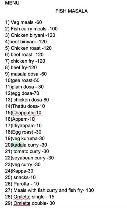 Menu