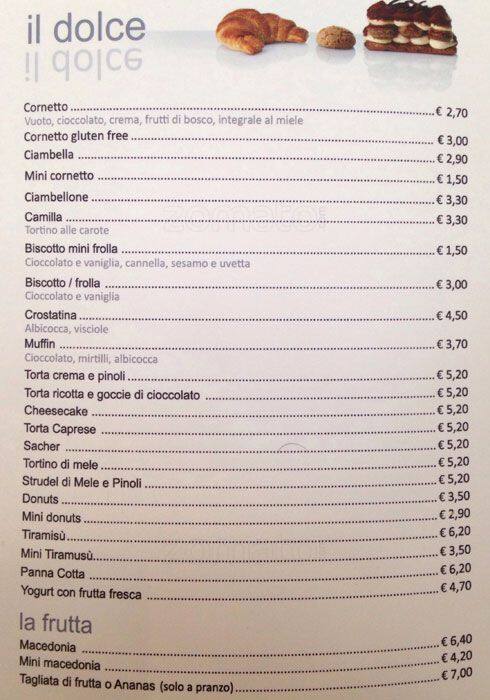 Menu di Espressamente Illy 