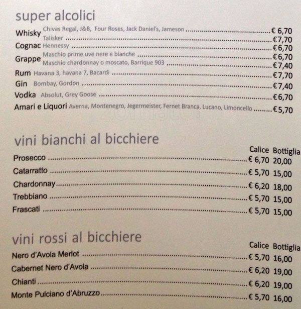 Menu di Espressamente Illy 
