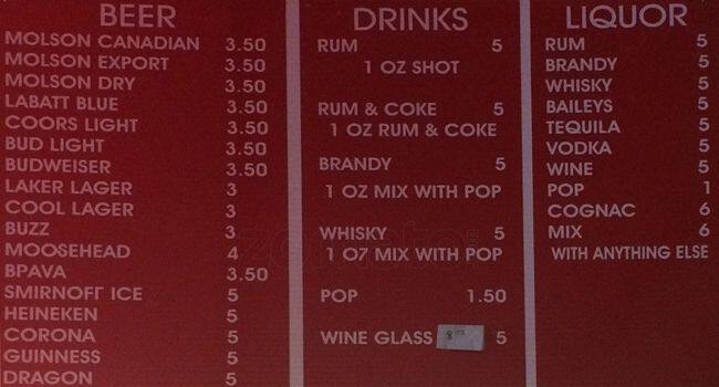 The Red Room Restaurant menu