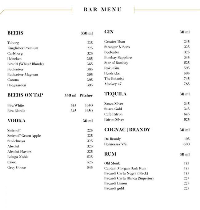 Gymkhana 91 Bar & Kitchen menu