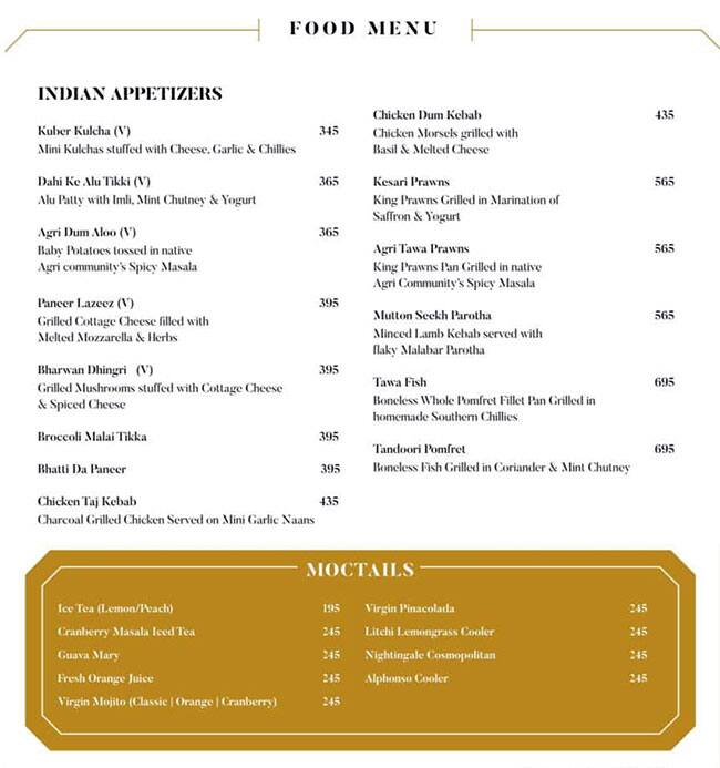 Gymkhana 91 Bar & Kitchen menu