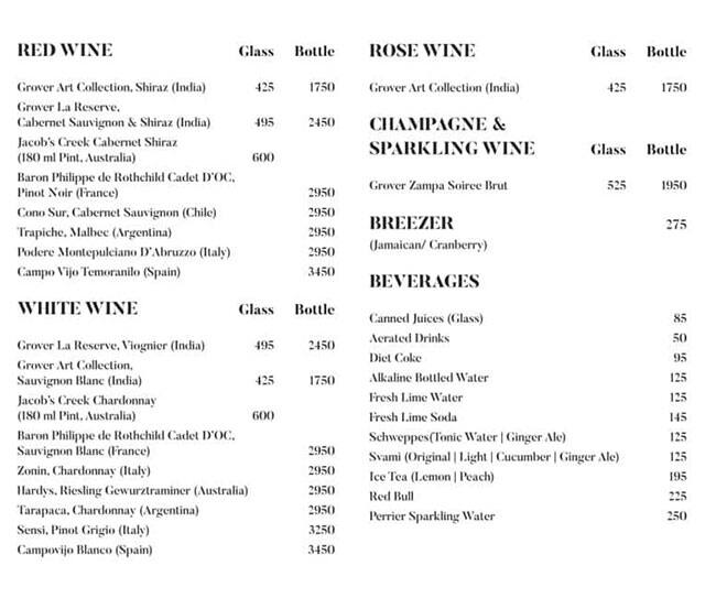 Gymkhana 91 Bar & Kitchen menu