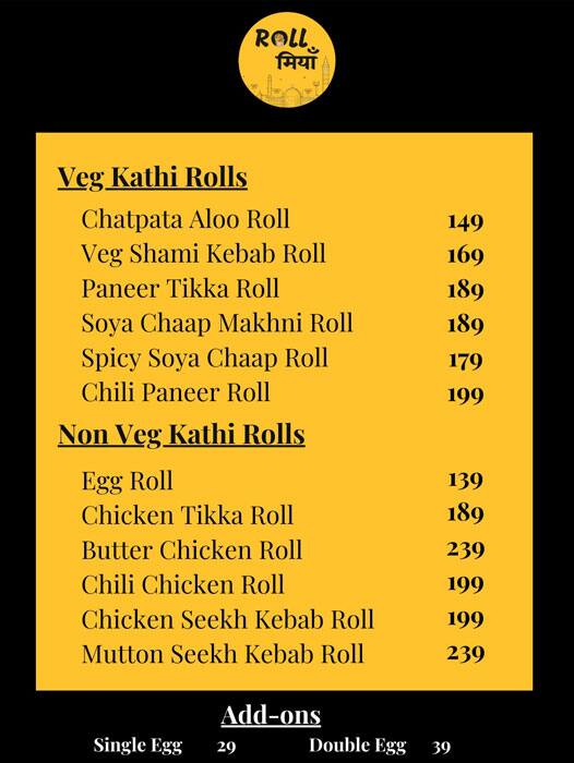 Menu Of Roll Miyan By Bowls And Boxes Gomti Nagar Lucknow