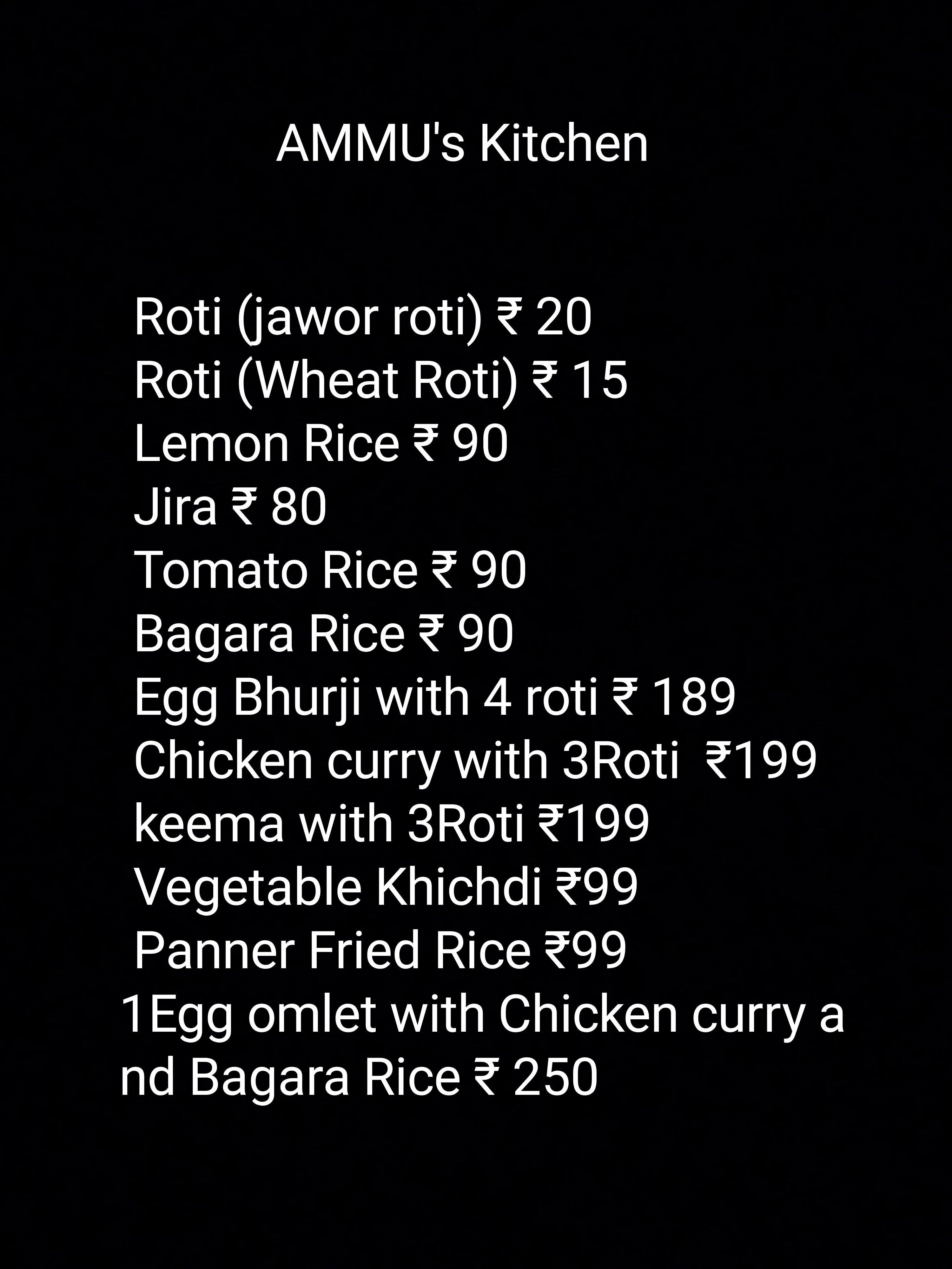 Menu of Amu's Kitchen, Bachupally, Hyderabad