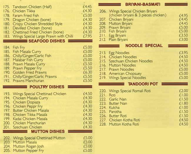 Menu at Wings restaurant, Harrow, 294 Preston Rd