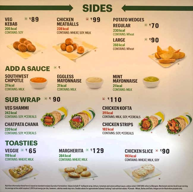 Subway Restaurant, Calicut Ho, Kozhikode - Subway Menu - Justdial