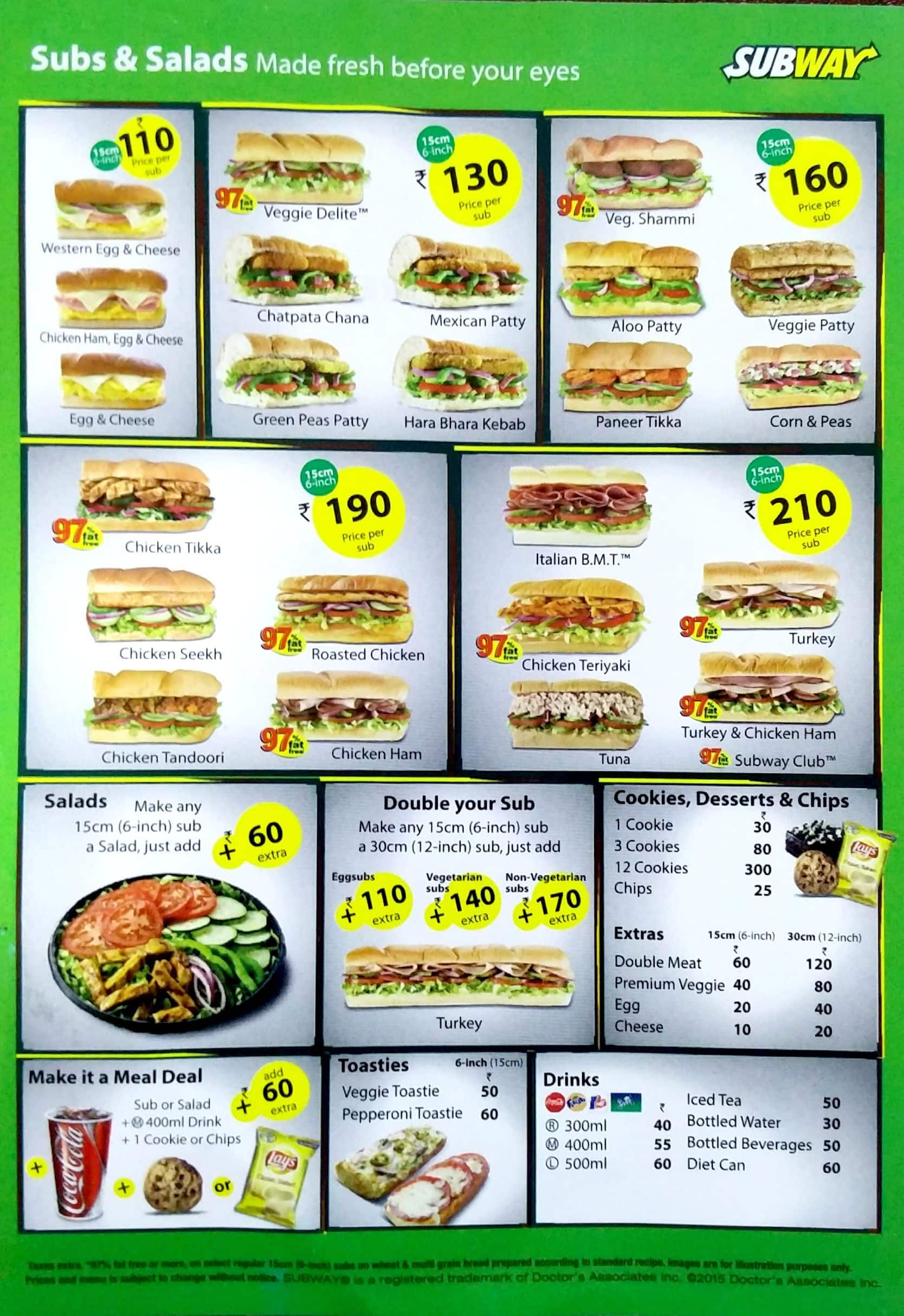 Subway Menu Menu for Subway Anna Nagar East Chennai Zomato