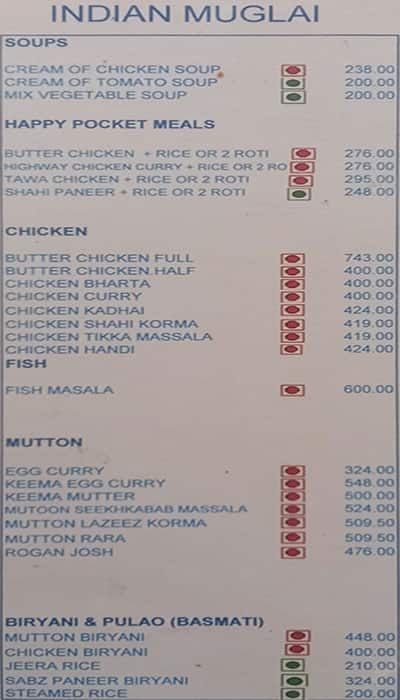 DIMPLE RESTAURANT menu
