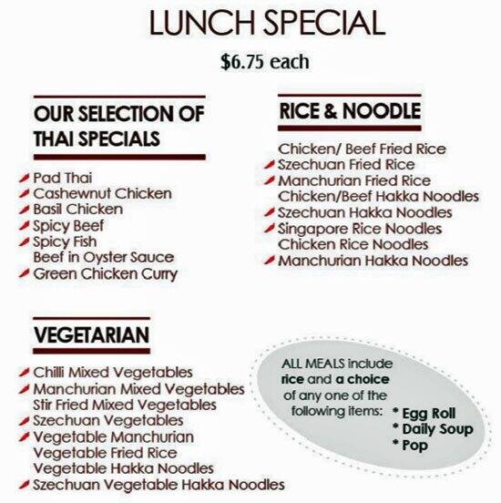 Menu at Pepper Hakka & Thai Cuisine restaurant, Toronto, 80 Ellesmere