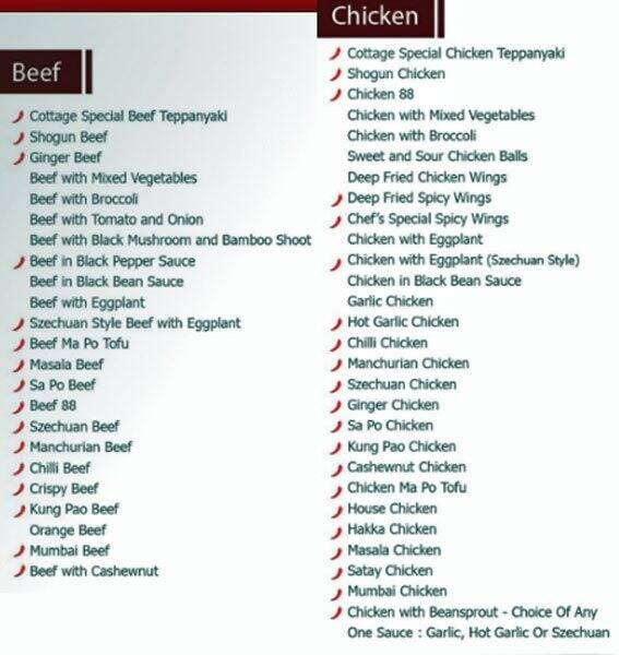 Menu At China Cottage Restaurant Toronto 80 Ellesmere Rd 11