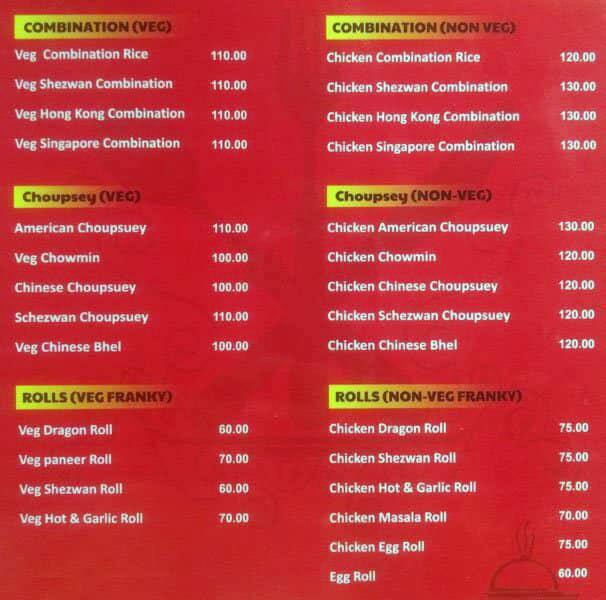 China Hut menu