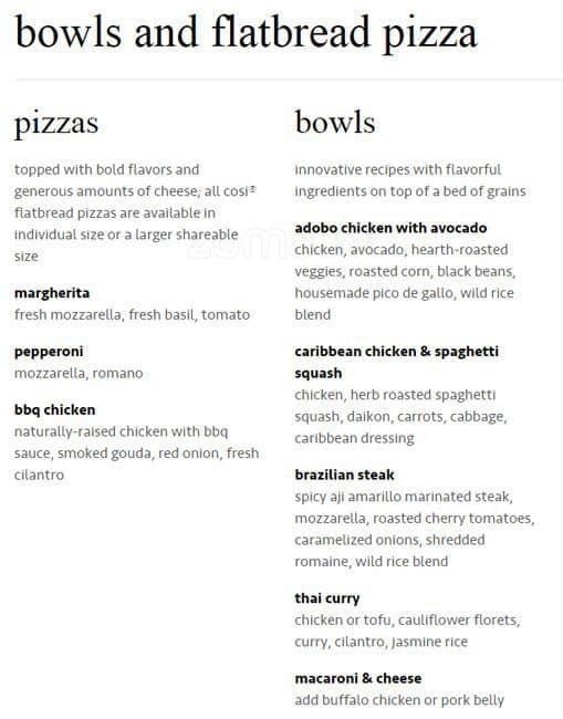 Menu at Cosi Sandwich Bar, West New York, 320 Park Ave