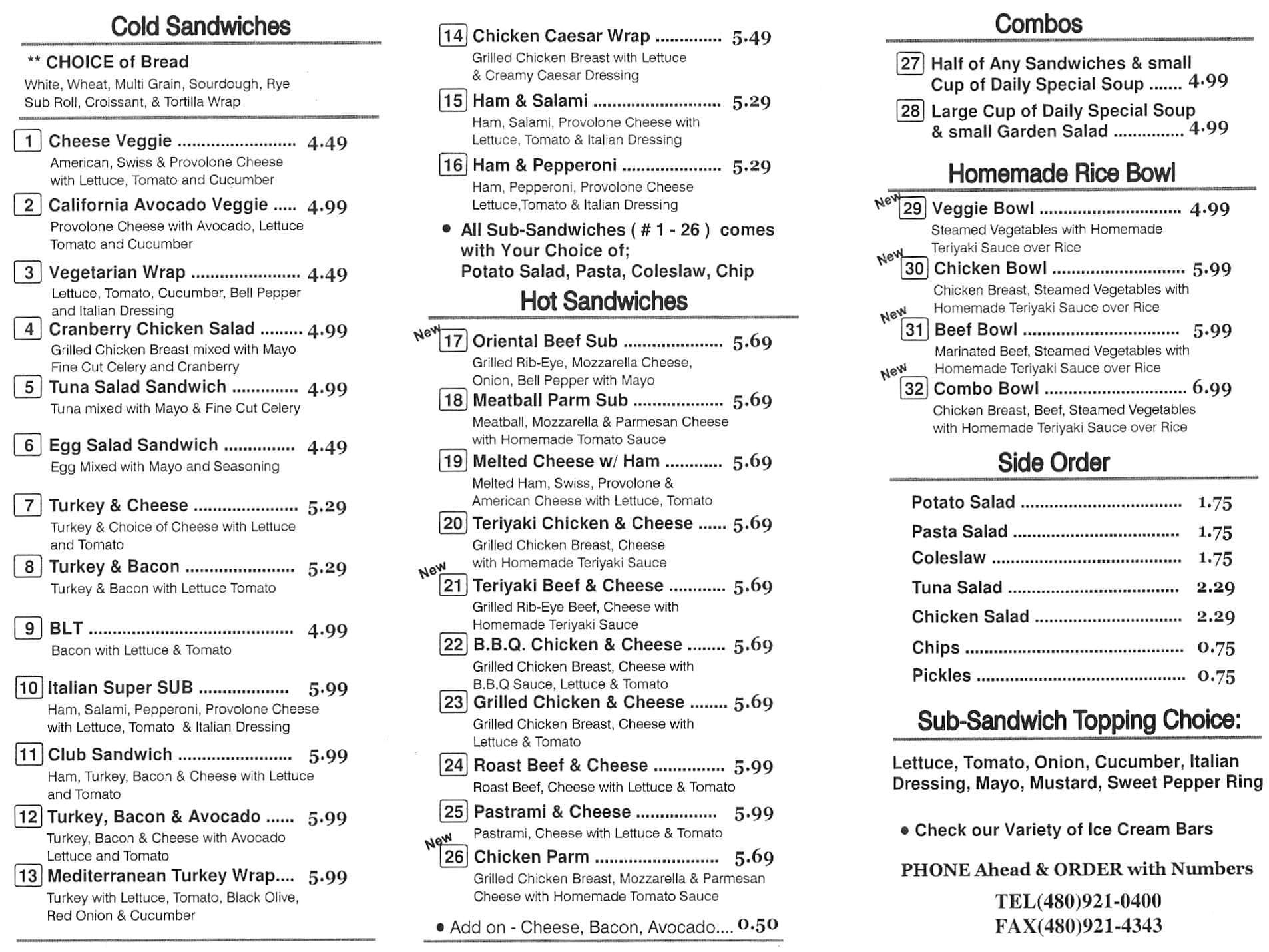 Broadway Cafe Menu, Menu for Broadway Cafe, Tempe, Tempe Urbanspoon
