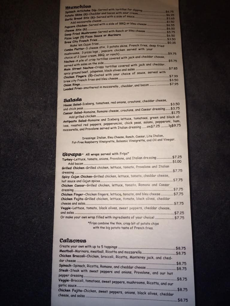 Main Street Pizza Co Menu, Menu untuk Main Street Pizza Co, Batavia