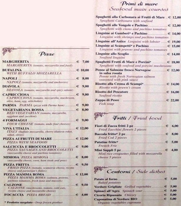 Menu di Mamma Roma 