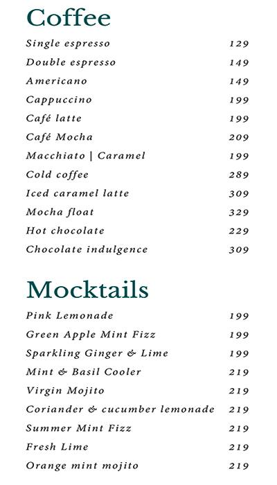 Cafe Soul Garden menu