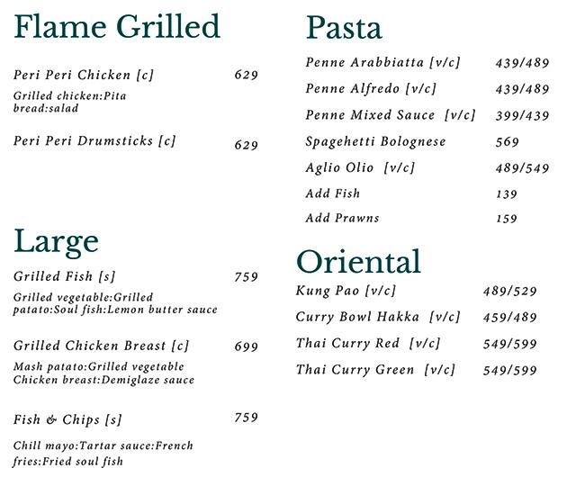 Cafe Soul Garden menu