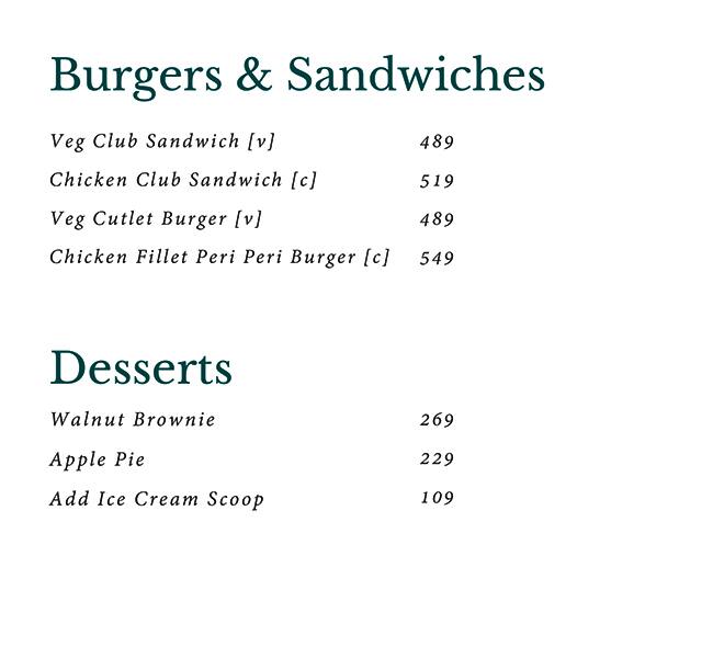 Cafe Soul Garden menu