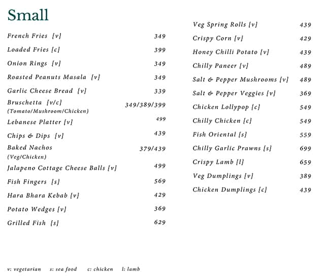 Cafe Soul Garden menu