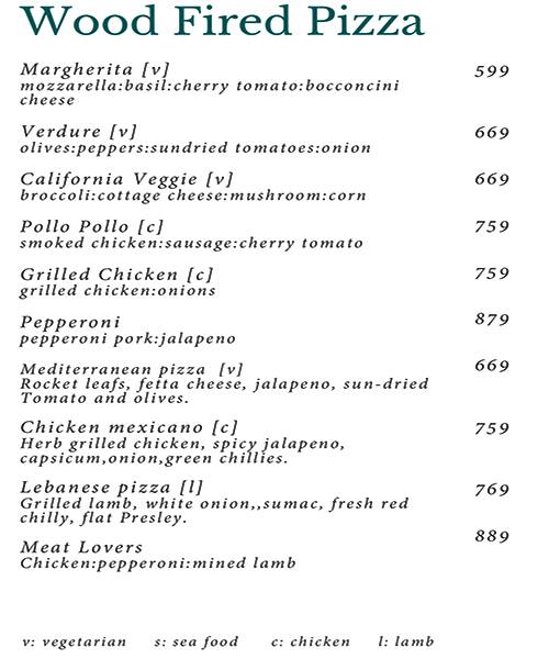 Cafe Soul Garden menu