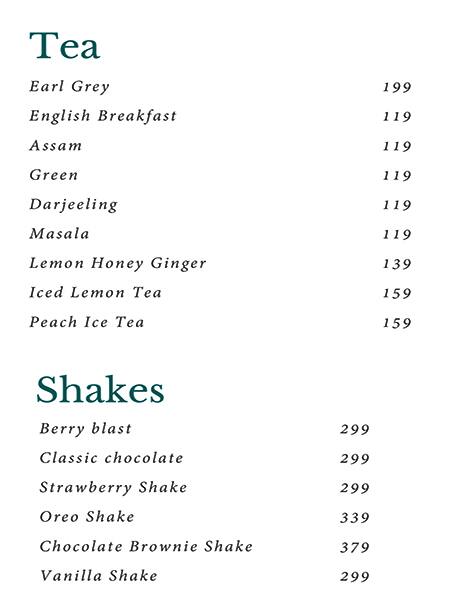 Cafe Soul Garden menu
