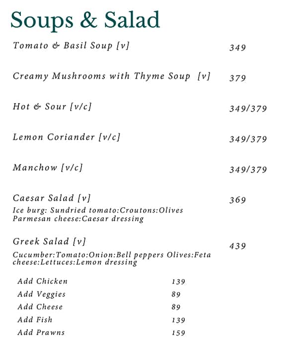Cafe Soul Garden menu