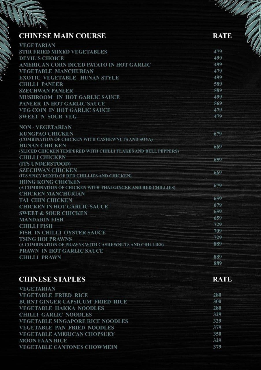 The Spice Route menu