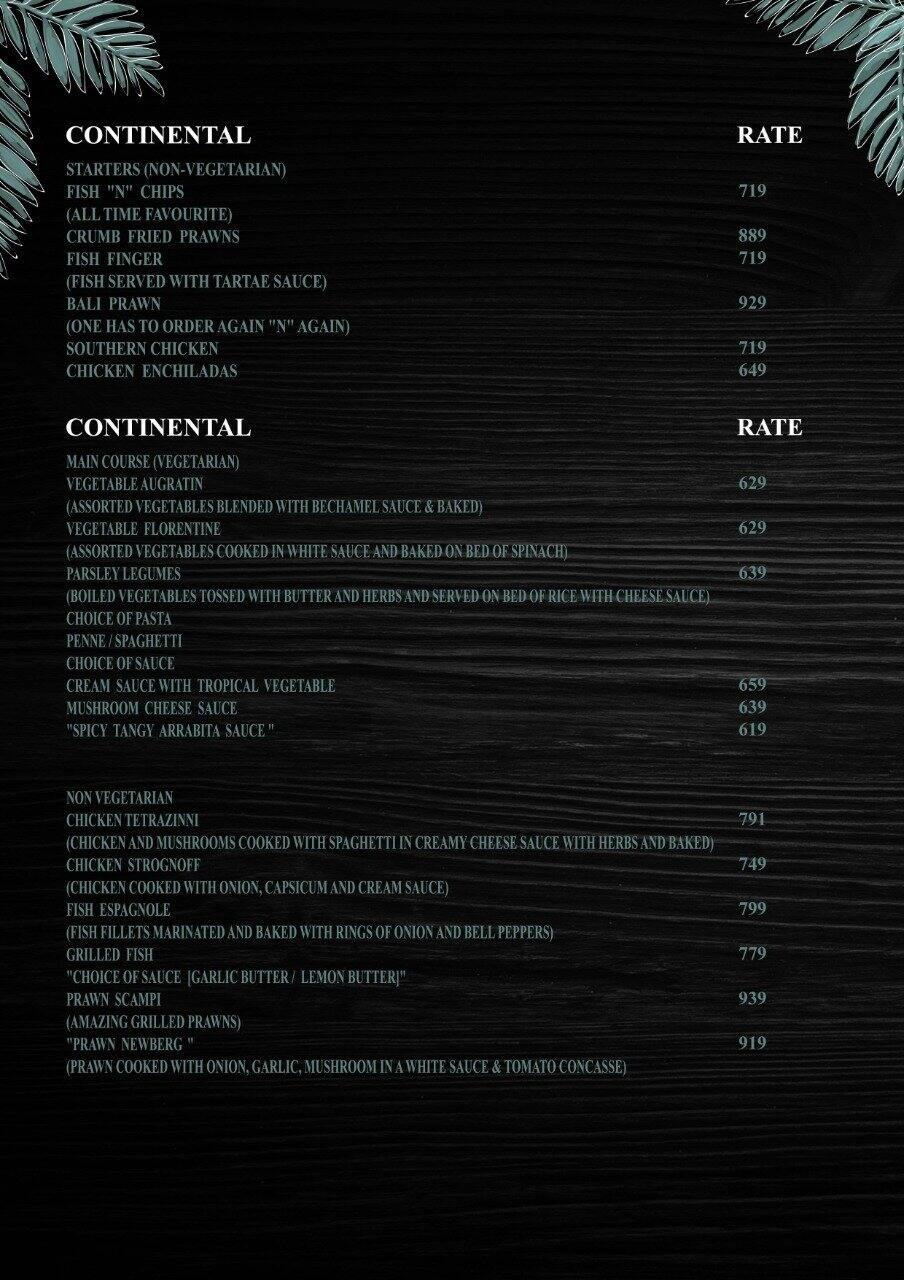 The Spice Route menu