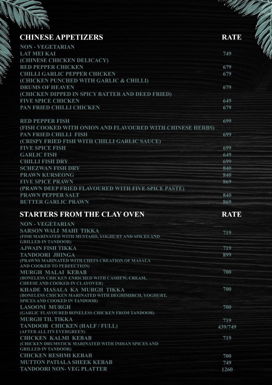 The Spice Route menu