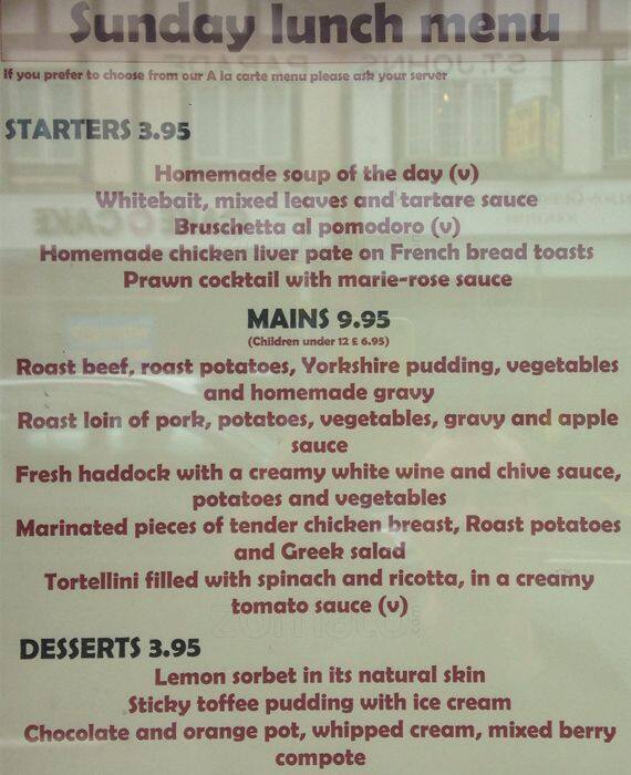 Menu at The Stuffed Olive restaurant, Sidcup