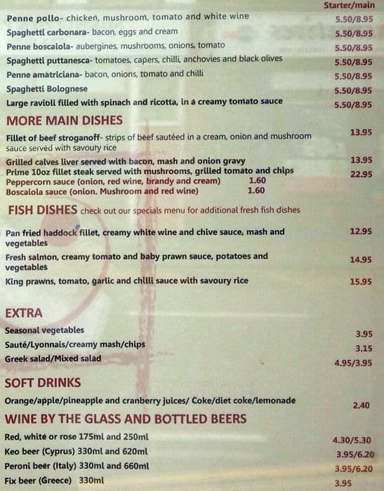 Menu at The Stuffed Olive restaurant, Sidcup