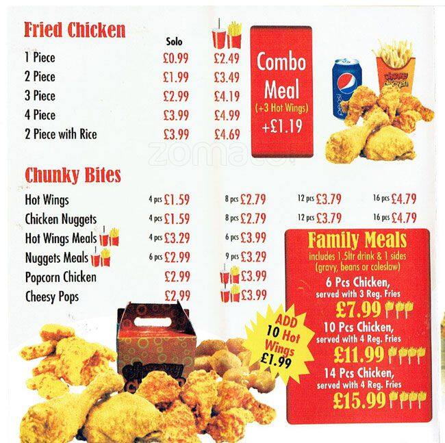 Chunky Chicken Menu, Menu for Chunky Chicken, Harpurhey, Manchester ...